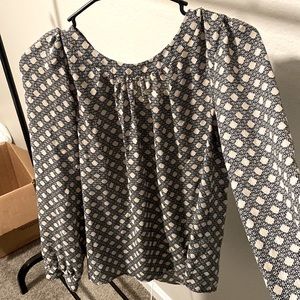 Blue patterned Loft Blouse, Size XS